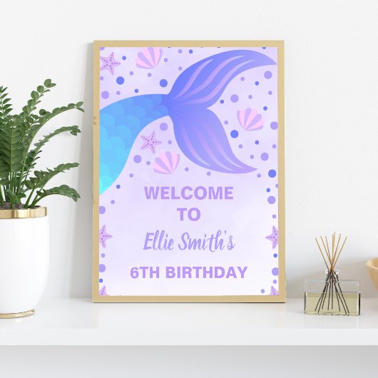 Purple Sirène Anniversaire Affiche de bienvenue de