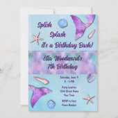 Purple Sirène Anniversaire Fête Invitation (Devant)