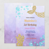 Purple Sirène Imaginaire Anniversaire Invitation (Devant / Derrière)