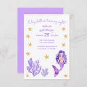 Purple Sirène Invitation Anniversaire (Devant / Derrière)