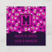 PURPLE SKULLS HALLOWEEN VIERKANTE VISITEKAARTJE (Voorkant)