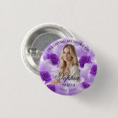 Purple Sky Roses Funeral Memorial Button Keepsake (Voorkant /achterkant)