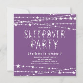 Purple Sleepover Anniversaire Fête Invitation (Devant)
