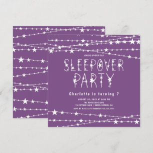 Purple Sleepover Anniversaire Fête Invitation