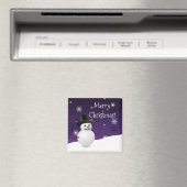 Purple Snowman paysage hiver Magnet de Noël (In Situ (Lave-vaisselle))
