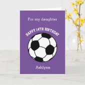 Purple Soccer Sport 14e Anniversaire Carte (Fleur jaune)