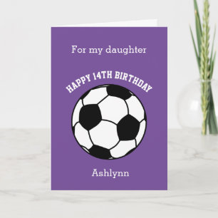 Purple Soccer Sport 14e Anniversaire Carte