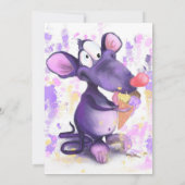 Purple Souris Mange Glace Crème Drôle Cartes d'Ann (Dos)