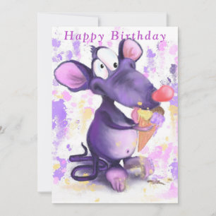 Purple Souris Mange Glace Crème Drôle Cartes d'Ann