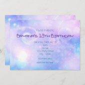 Purple Spacey Lights Anniversaire Invitations (Devant / Derrière)