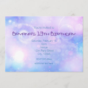 Purple Spacey Lights Anniversaire Invitations