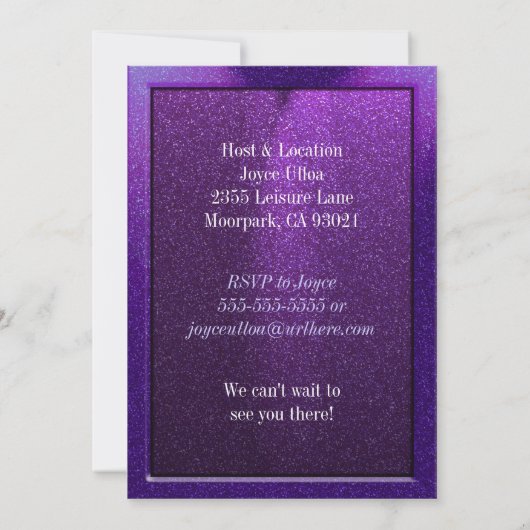 Purple Sparkle 13e anniversaire Invitations (Dos)