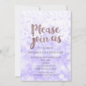 Purple Sparkle Glam Invitations de fête d'annivers (Devant)