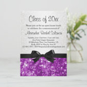 Purple Sparkle look Bow Graduation Invitation (Debout devant)