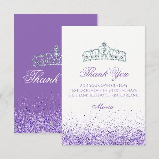 Purple Sparkle Merci Cartes (Devant / Derrière)