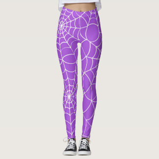 Purple Spider Web Halloween Leggings