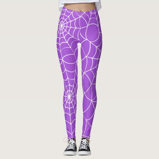 Purple Spider Web Halloween Leggings (Devant)