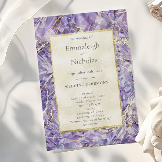 Purple Spinel Amethyst Gemstone Wedding Programmes
