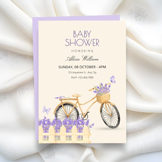 Purple spring baby shower kaart