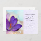 Purple Spring Crocus Joli Anniversaire Invitation (Devant / Derrière)