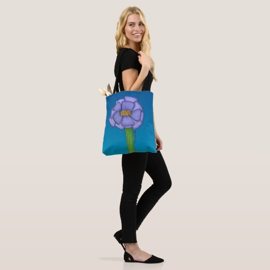 Purple Square Flower with Blue background Draagtas (Op model)