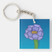 Purple Square Flower with Blue background Sleutelhanger (voorkant)