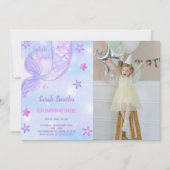 Purple Star Mermaid Invitations d'anniversaire (Devant)