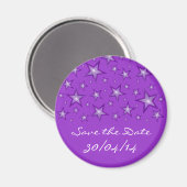 Purple Stars 'Save the Date' frigo aimant violet (Recto/Verso)