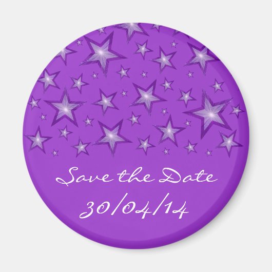 Purple Stars 'Save the Date' frigo aimant violet (Devant)