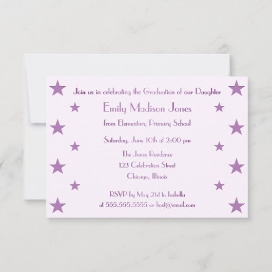 Purple Stars School Graduation Party Invitation (Dos)