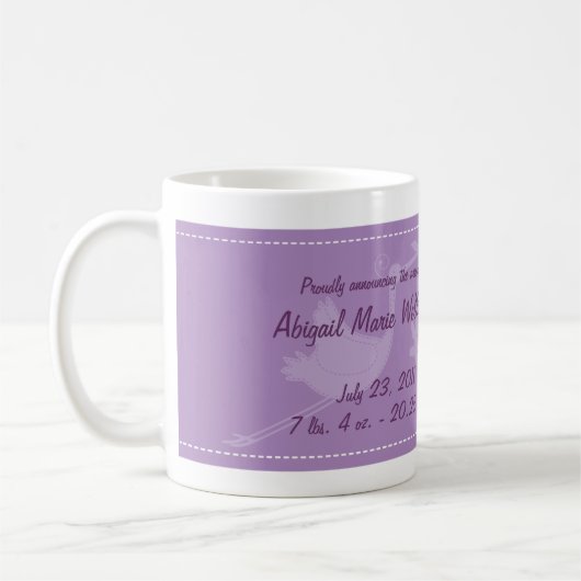 Purple Stork Baby Photo Mugs (Gauche)