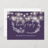 Purple String Lights Floral Song Demande Carte RSV (Devant / Derrière)