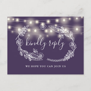 Purple String Lights Floral Song Demande Carte RSV