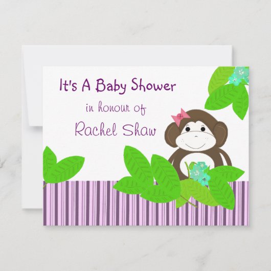 Purple Stripes Baby shower singe Invitation (Devant)