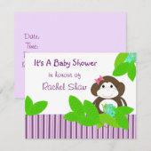 Purple Stripes Baby shower singe Invitation (Devant / Derrière)