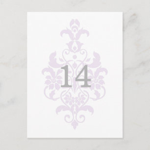 Purple Subtil Damask Numéro de table Carte postale