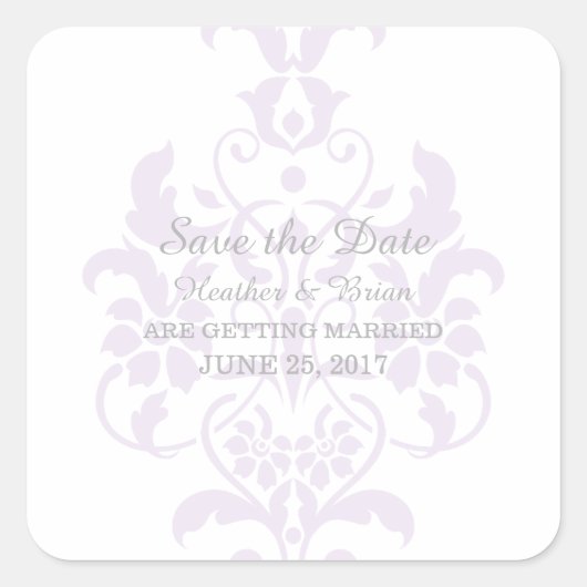 Purple Subtle Damask Enregistrer les stickers Date (Devant)