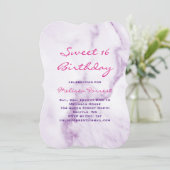 Purple Sweet 16 Marbre Anniversaire Invitation (Debout devant)
