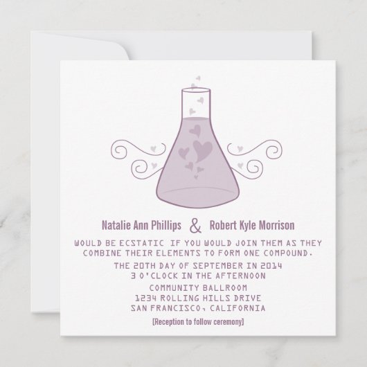 Purple Sweet Chimie Mariage Invitation (Devant)
