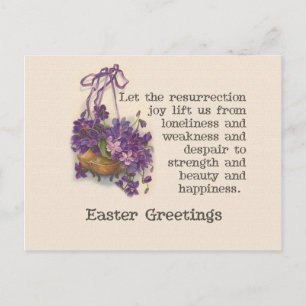 Purple Sweet Pea Basket Easter Post Card Feestdagenkaart