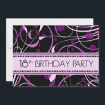 Purple Swirl 18th Birthday Party Invitation Cards<br><div class="desc">Invitations for a girl's 18th birthday party with elegant purple and black swirly design,  stylish and pretty,  fully customizable with your party details.</div>