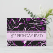Purple Swirl 21e anniversaire Cartes d'invitation (Debout devant)