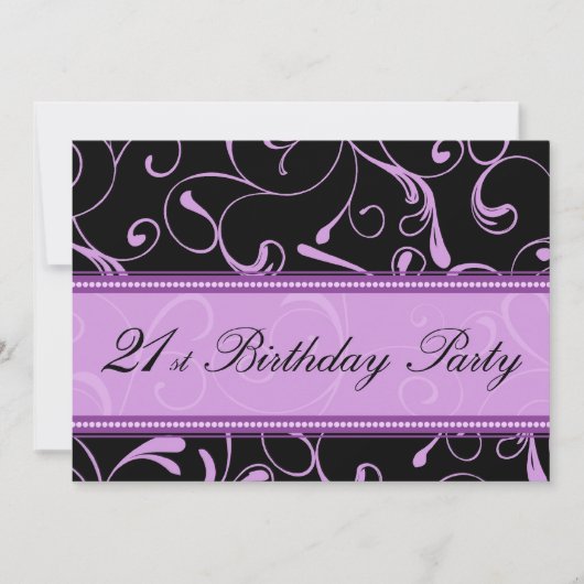 Purple Swirl 21e anniversaire Cartes d'invitation (Devant)
