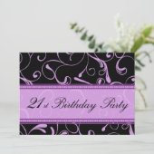 Purple Swirl 21e anniversaire Cartes d'invitation (Debout devant)