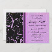 Purple Swirl 21e anniversaire Cartes d'invitation (Dos)