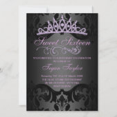 Purple Swirl Damask Sweet16 Invitation d'anniversa (Dos)