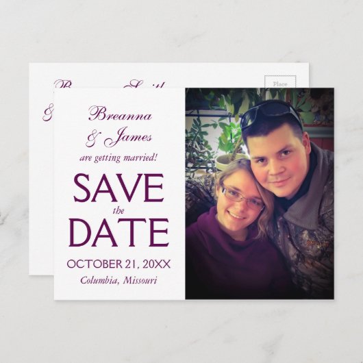 Purple Swirl Enregistrer Le Carte photo Date (Devant / Derrière)