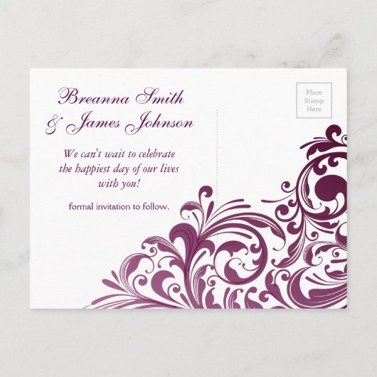 Purple Swirl Enregistrer Le Carte photo Date (Dos)