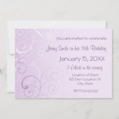 Purple Swirls 16e anniversaire Cartes d'invitation (Dos)
