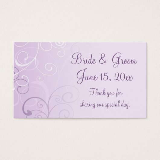 Purple Swirls Wedding Favor Tags (Devant)